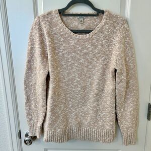 L.L. Bean Cotton Ragg Sweater White and Camel Color